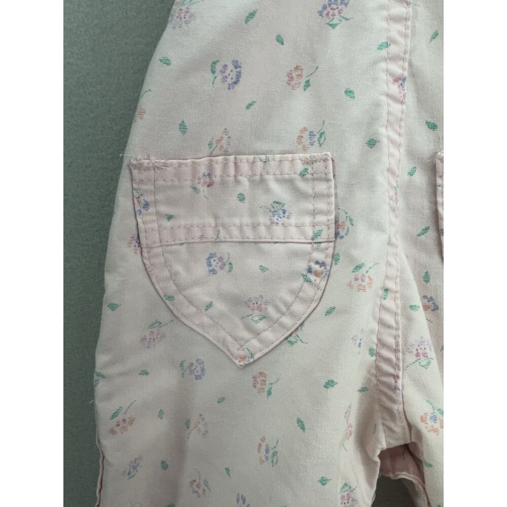 VTG OshKosh B’Gosh Vestbak Overalls 3-6M Pink Floral Baby Snap USA 90s READ - Picture 7 of 16